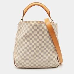 Louis+Vuitton+Soffi+Shoulder+Bag+White+Canvas+Damier+Azur for sale