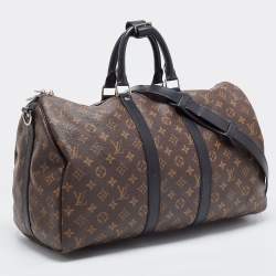 Pre Owned Louis Vuitton Brown Canvas Monogram Keepall Bandouliere 45 Duffel Bag
