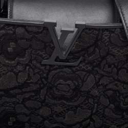 Pre Owned Louis Vuitton Black Leather and Lace Romantic Capucines BB Bag