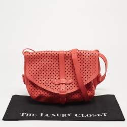 Pre Owned Louis Vuitton Coral Perforated Leather Limited Edition Saumur Bag