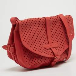 Pre Owned Louis Vuitton Coral Perforated Leather Limited Edition Saumur Bag