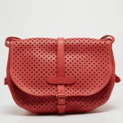 Pre Owned Louis Vuitton Coral Perforated Leather Limited Edition Saumur Bag