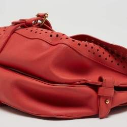 Pre Owned Louis Vuitton Coral Perforated Leather Limited Edition Saumur Bag