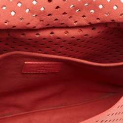 Pre Owned Louis Vuitton Coral Perforated Leather Limited Edition Saumur Bag