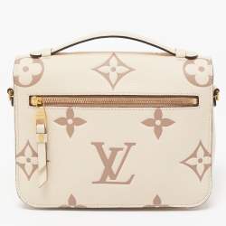 Pre Owned Louis Vuitton Creme Monogram Empreinte Leather Giant Pochette Metis Bag
