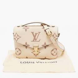 Pre Owned Louis Vuitton Creme Monogram Empreinte Leather Giant Pochette Metis Bag
