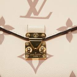 Pre Owned Louis Vuitton Creme Monogram Empreinte Leather Giant Pochette Metis Bag