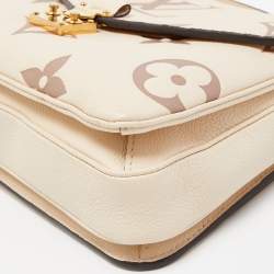 Pre Owned Louis Vuitton Creme Monogram Empreinte Leather Giant Pochette Metis Bag