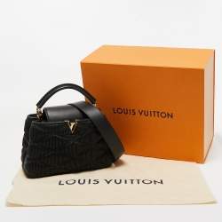 Pre Owned Louis Vuitton Black Quilted Leather Capucines BB Bag
