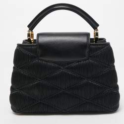 Pre Owned Louis Vuitton Black Quilted Leather Capucines BB Bag