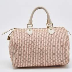 Pre Owned Louis Vuitton Rouge Croisette Mini Lin Canvas Speedy 30 Bag
