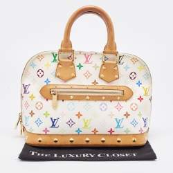 Pre Owned Louis Vuitton White Monogram Multicolore Canvas Alma PM Bag