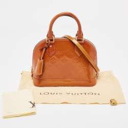 Pre Owned Louis Vuitton Brown Monogram Patent Leather Alma BB Bag