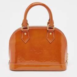 Pre Owned Louis Vuitton Brown Monogram Patent Leather Alma BB Bag