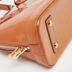 Pre Owned Louis Vuitton Brown Monogram Patent Leather Alma BB Bag