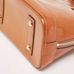 Pre Owned Louis Vuitton Brown Monogram Patent Leather Alma BB Bag