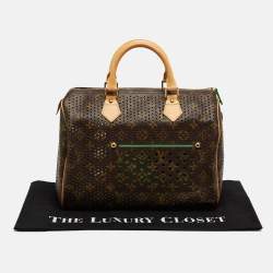 Pre Owned Louis Vuitton Green Monogram Perforated Canvas Limited Edition Speedy 30 Bag