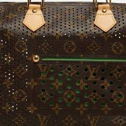 Pre Owned Louis Vuitton Green Monogram Perforated Canvas Limited Edition Speedy 30 Bag