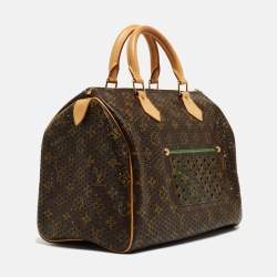 Pre Owned Louis Vuitton Green Monogram Perforated Canvas Limited Edition Speedy 30 Bag