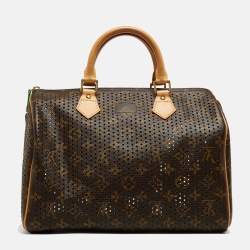 Pre Owned Louis Vuitton Green Monogram Perforated Canvas Limited Edition Speedy 30 Bag