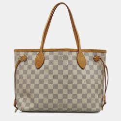 White Louis Vuitton Damier Azur Neverfull PM Tote Bag