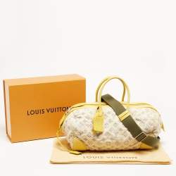 Pre Owned Louis Vuitton Jaune Monogram Denim Limited Edition Speedy Round Bag