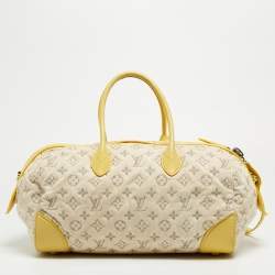 Pre Owned Louis Vuitton Jaune Monogram Denim Limited Edition Speedy Round Bag