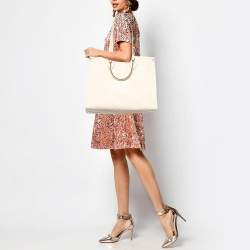 Pre Owned Louis Vuitton Creme Monogram Empreinte Leather Onthego GM Bag