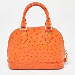 Pre Owned Louis Vuitton Orange Ostrich Alma BB Bag
