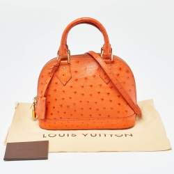 Pre Owned Louis Vuitton Orange Ostrich Alma BB Bag