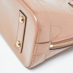 Pre Owned Louis Vuitton Rose Velours Monogram Vernis Alma BB Bag