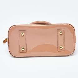 Pre Owned Louis Vuitton Rose Velours Monogram Vernis Alma BB Bag