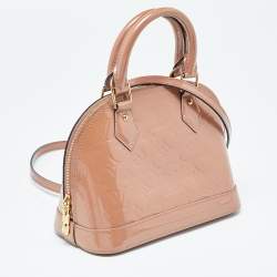Pre Owned Louis Vuitton Rose Velours Monogram Vernis Alma BB Bag