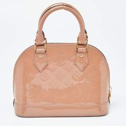 Pre Owned Louis Vuitton Rose Velours Monogram Vernis Alma BB Bag