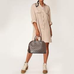 Pre Owned Louis Vuitton Brown Damier Ebene Canvas Alma PM Handbag