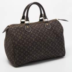 Pre Owned Louis Vuitton Fusain Monogram Mini Lin Canvas Speedy 30 Bag