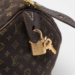 Pre Owned Louis Vuitton Fusain Monogram Mini Lin Canvas Speedy 30 Bag