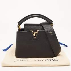 Pre Owned Louis Vuitton Black Leather Mini Capucines Bag