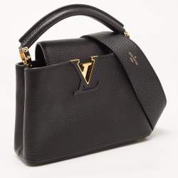 Pre Owned Louis Vuitton Black Leather Mini Capucines Bag