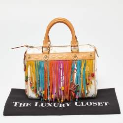 Louis Vuitton White Monogram Multicolore Canvas Limited Edition Fringe Speedy 25 Bag