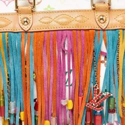 Louis Vuitton White Monogram Multicolore Canvas Limited Edition Fringe Speedy 25 Bag