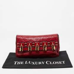 Pre Owned Louis Vuitton Red Monogram Glossy Leather My Deer Enigme Clutch