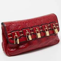 Pre Owned Louis Vuitton Red Monogram Glossy Leather My Deer Enigme Clutch