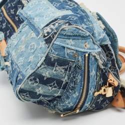 Pre Owned Louis Vuitton Blue Monogram Denim Limited Edition Patchwork Speedy Bag
