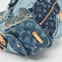 Pre Owned Louis Vuitton Blue Monogram Denim Limited Edition Patchwork Speedy Bag