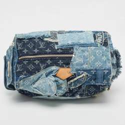 Pre Owned Louis Vuitton Blue Monogram Denim Limited Edition Patchwork Speedy Bag