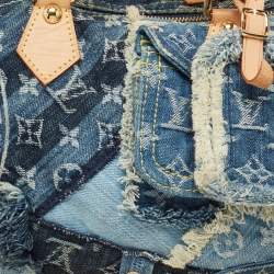 Pre Owned Louis Vuitton Blue Monogram Denim Limited Edition Patchwork Speedy Bag
