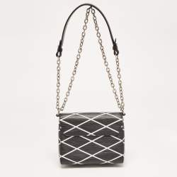 Pre Owned Louis Vuitton Black/White Malletage Epi Leather Twist PM Bag