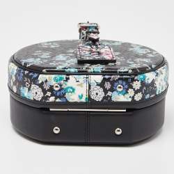 Pre Owned Louis Vuitton Black Floral Print Leather Petite Boite Chapeau Bag