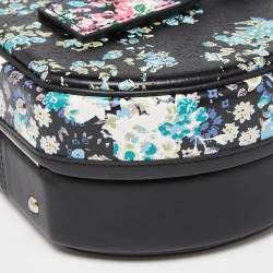 Pre Owned Louis Vuitton Black Floral Print Leather Petite Boite Chapeau Bag
